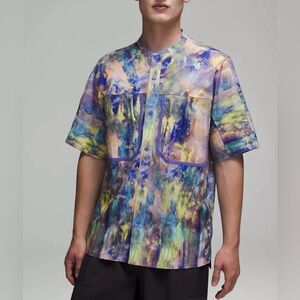 Lululemon Mens Water-Repellent Hiking Short Sleeve Shirt Button Large